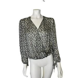 Collective Concepts Medium surplice floral Vicky Chiffon long sleeve top NWT